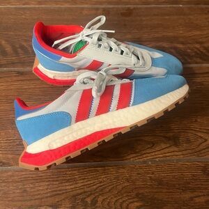 Adidas red blue sneakers men’s 8